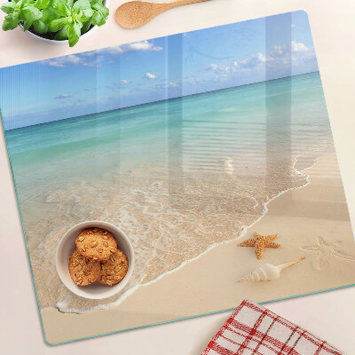 Tábua para cozinha Praia com conchas e ondas