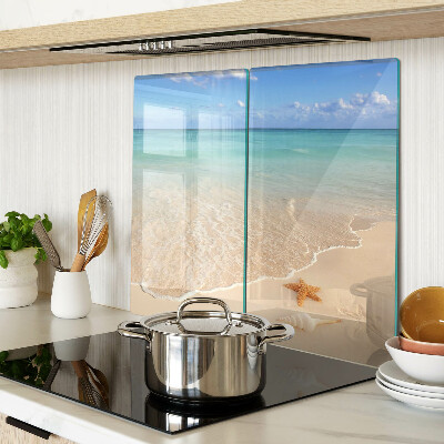 Tábua para cozinha Praia com conchas e ondas