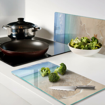 Tábua para cozinha Praia com conchas e ondas