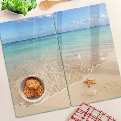 Tábua para cozinha Praia com conchas e ondas