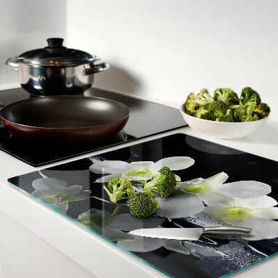 Tábua para corte Orquídeas em fundo preto