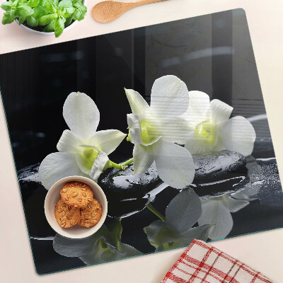 Tábua para corte Orquídeas em fundo preto