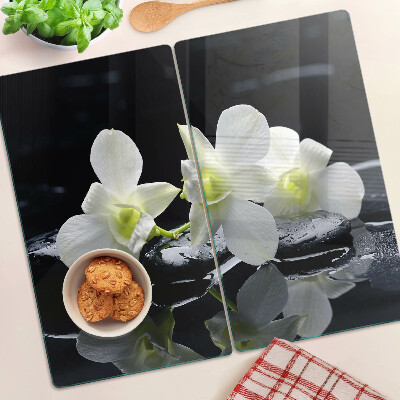 Tábua para corte Orquídeas em fundo preto