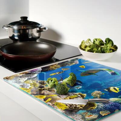 Tábua para corte O mundo subaquático do recife de coral