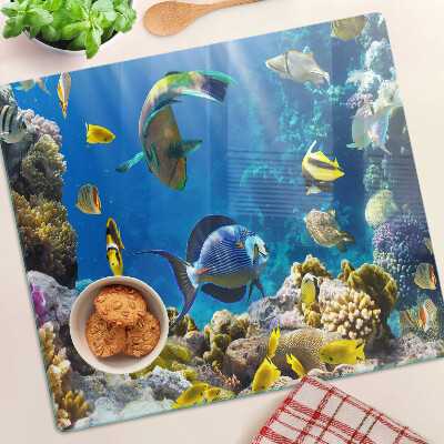 Tábua para corte O mundo subaquático do recife de coral