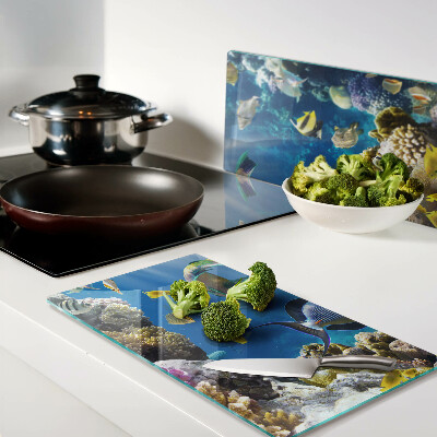 Tábua para corte O mundo subaquático do recife de coral