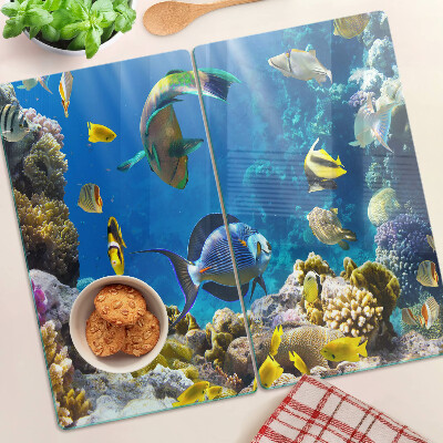 Tábua para corte O mundo subaquático do recife de coral