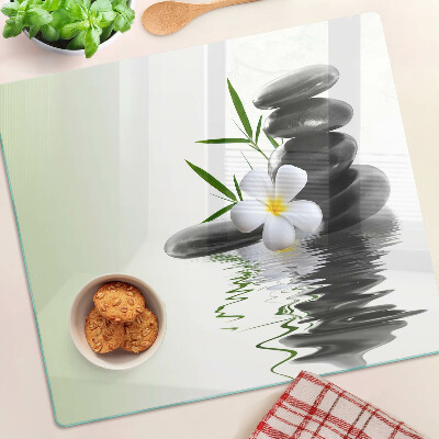 Tábua para cozinha Flores e pedras na água