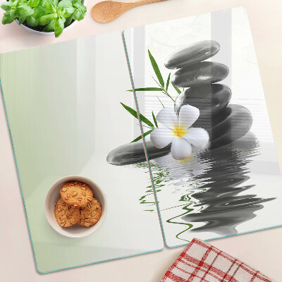 Tábua para cozinha Flores e pedras na água