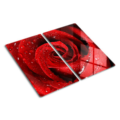 Tábua para corte Rosa vermelha com gotas de água