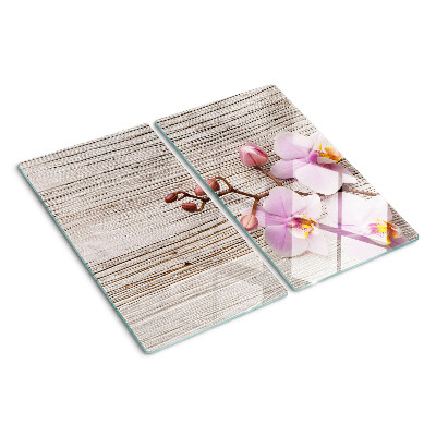 Tábua para cozinha Orquídeas em fundo de madeira