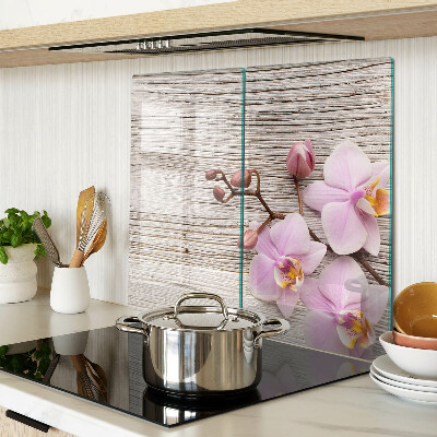 Tábua para cozinha Orquídeas em fundo de madeira