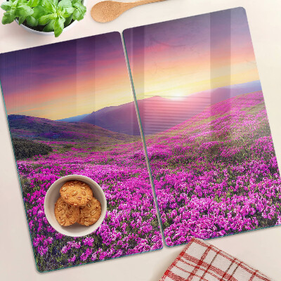 Tábua para corte Paisagem floral ao pôr do sol