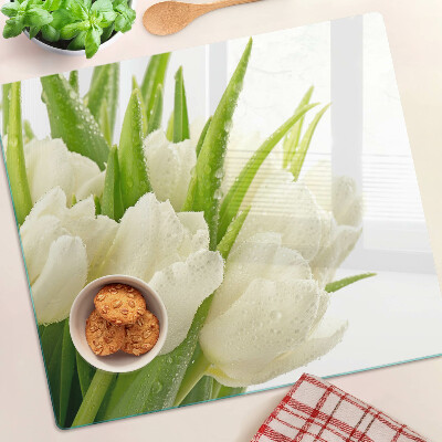 Tábua para cozinha Tulipas em gotas de água