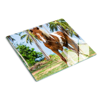 Tábua para cozinha Um cavalo com palmeiras ao fundo