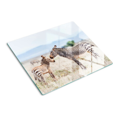 Tábua para cozinha Zebras no prado