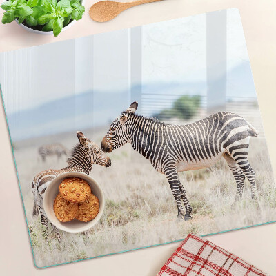 Tábua para cozinha Zebras no prado