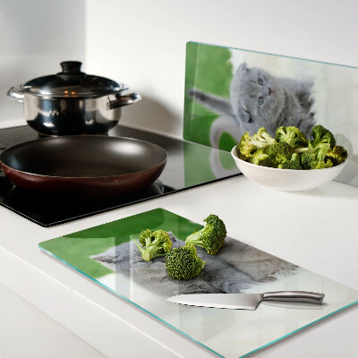 Tábua para cozinha Gatinhos em um fundo verde