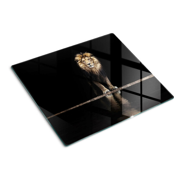 Tábua para corte Leão em fundo escuro