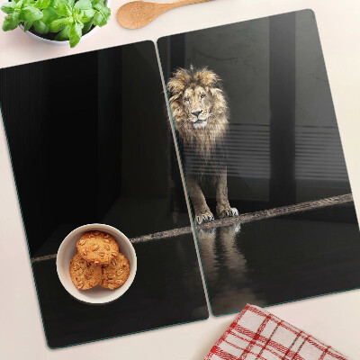 Tábua para corte Leão em fundo escuro