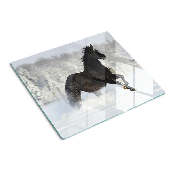 Tábua para cozinha Um cavalo em uma paisagem de inverno