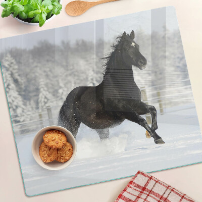 Tábua para cozinha Um cavalo em uma paisagem de inverno