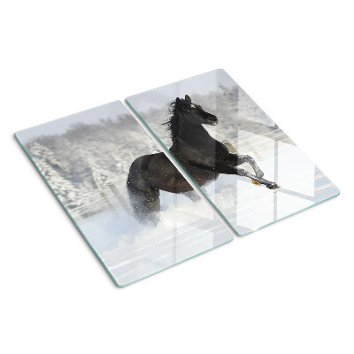 Tábua para cozinha Um cavalo em uma paisagem de inverno