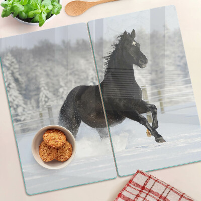 Tábua para cozinha Um cavalo em uma paisagem de inverno