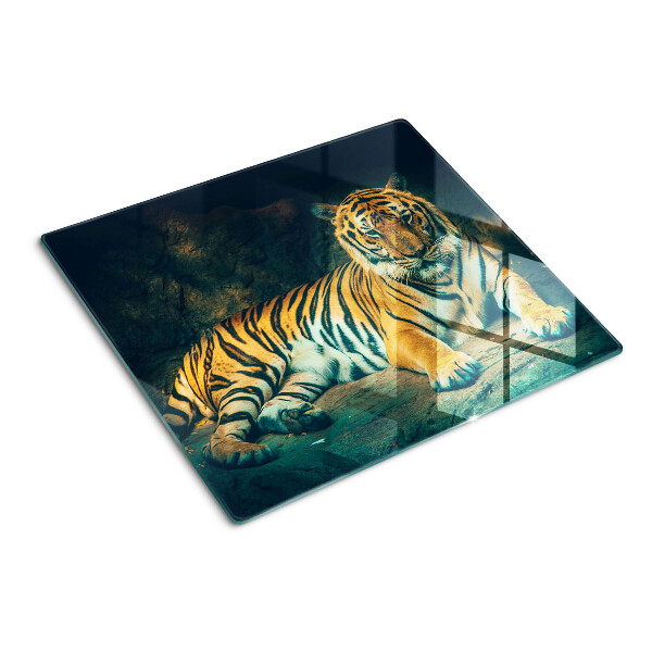 Tábua para cozinha Tigre deitado nas rochas