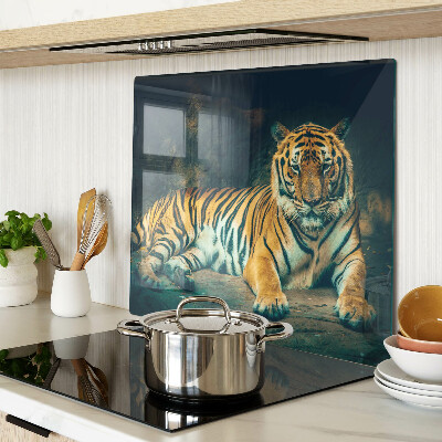 Tábua para cozinha Tigre deitado nas rochas