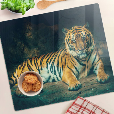Tábua para cozinha Tigre deitado nas rochas