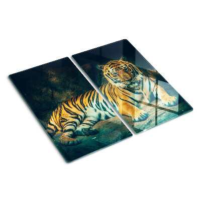 Tábua para cozinha Tigre deitado nas rochas