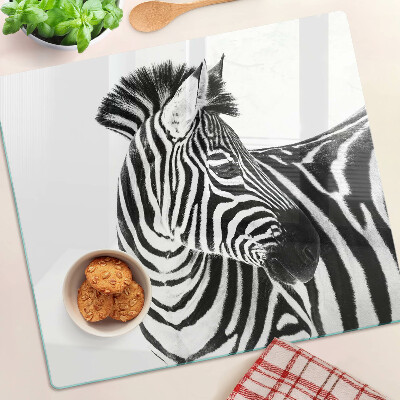 Tábua para corte Zebra com listras pretas e brancas