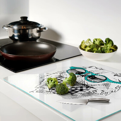 Tábua para cozinha Desenho de um gato usando óculos de sol