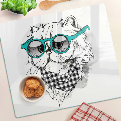 Tábua para cozinha Desenho de um gato usando óculos de sol