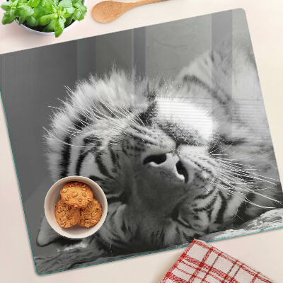 Tábua para cozinha Tigre em preto e branco
