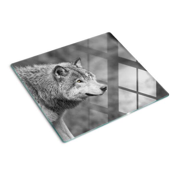 Tábua para cozinha Lobo em preto e branco