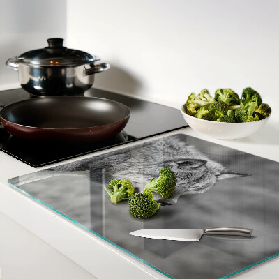 Tábua para cozinha Lobo em preto e branco