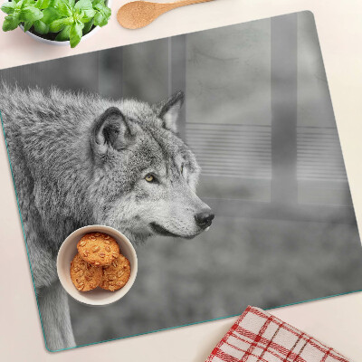 Tábua para cozinha Lobo em preto e branco