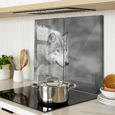 Tábua para cozinha Lobo em preto e branco