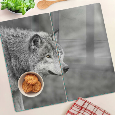Tábua para cozinha Lobo em preto e branco