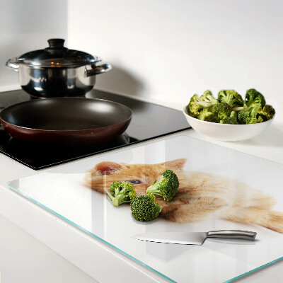 Tábua para corte Gatinho ruivo em um fundo branco