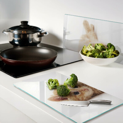 Tábua para corte Gatinho ruivo em um fundo branco