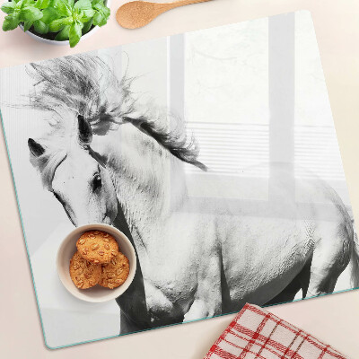 Tábua para corte Cavalo em preto e branco