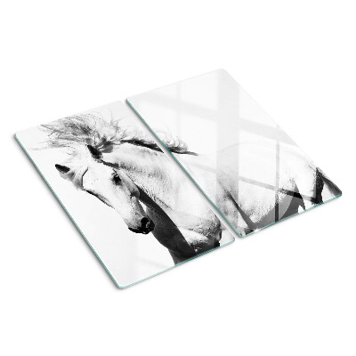 Tábua para corte Cavalo em preto e branco