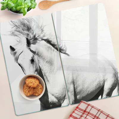 Tábua para corte Cavalo em preto e branco