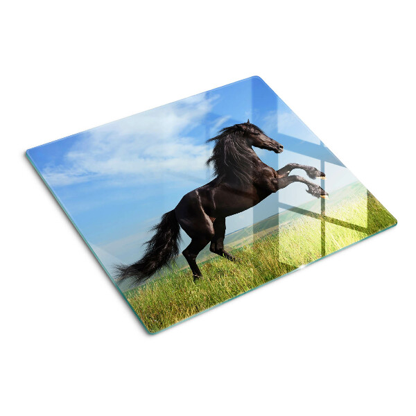 Tábua para cozinha Cavalo preto no prado