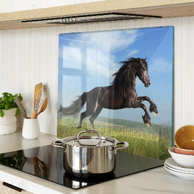 Tábua para cozinha Cavalo preto no prado