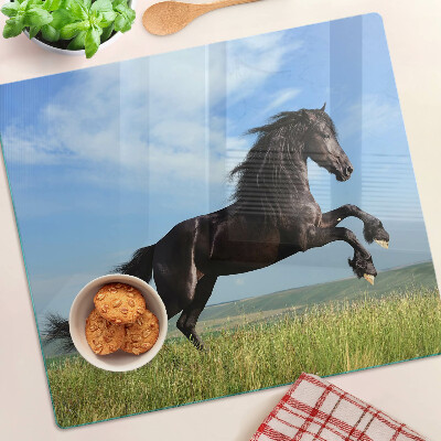 Tábua para cozinha Cavalo preto no prado