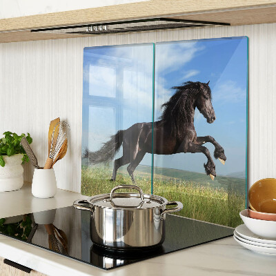 Tábua para cozinha Cavalo preto no prado